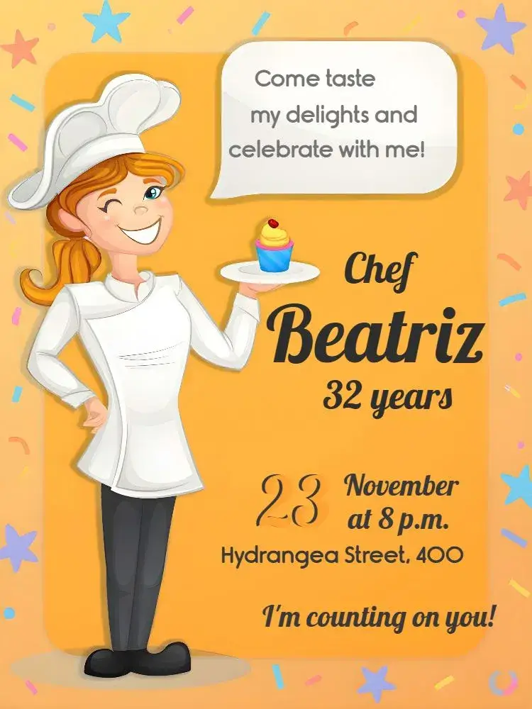 Invite Yellow Cook editable and customizable
