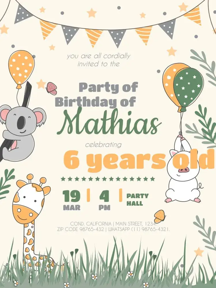 6 Years Playful Pig invitation