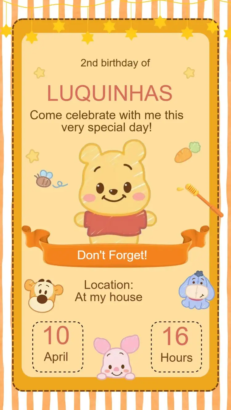 Winnie the Pooh Birthday Invitation