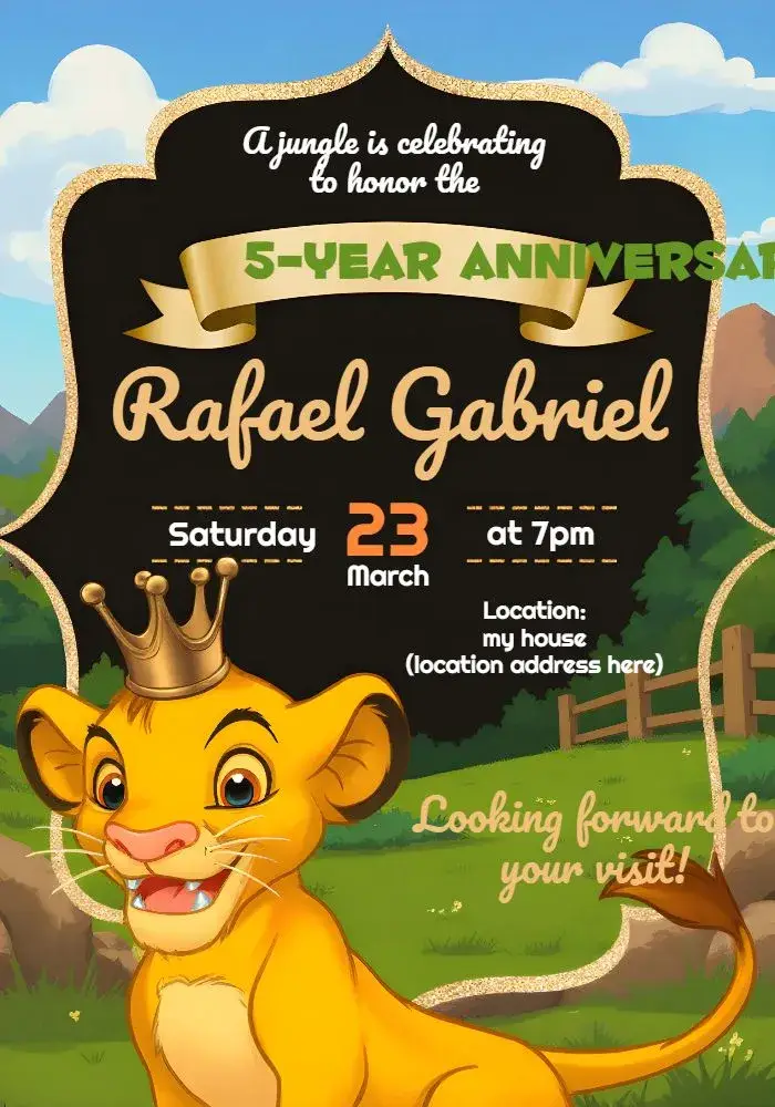 Lion King Simba Mufasa invitation