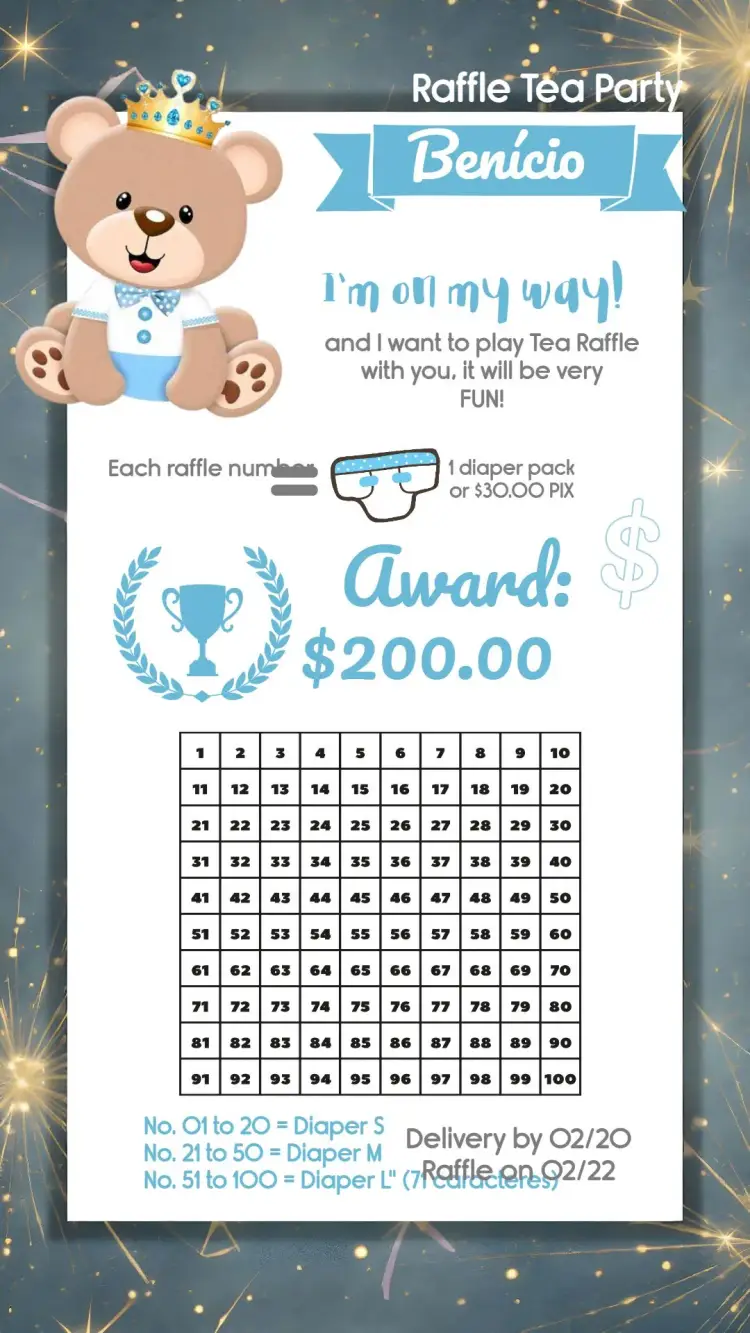 Prince Diaper Raffle Tea Party invitation