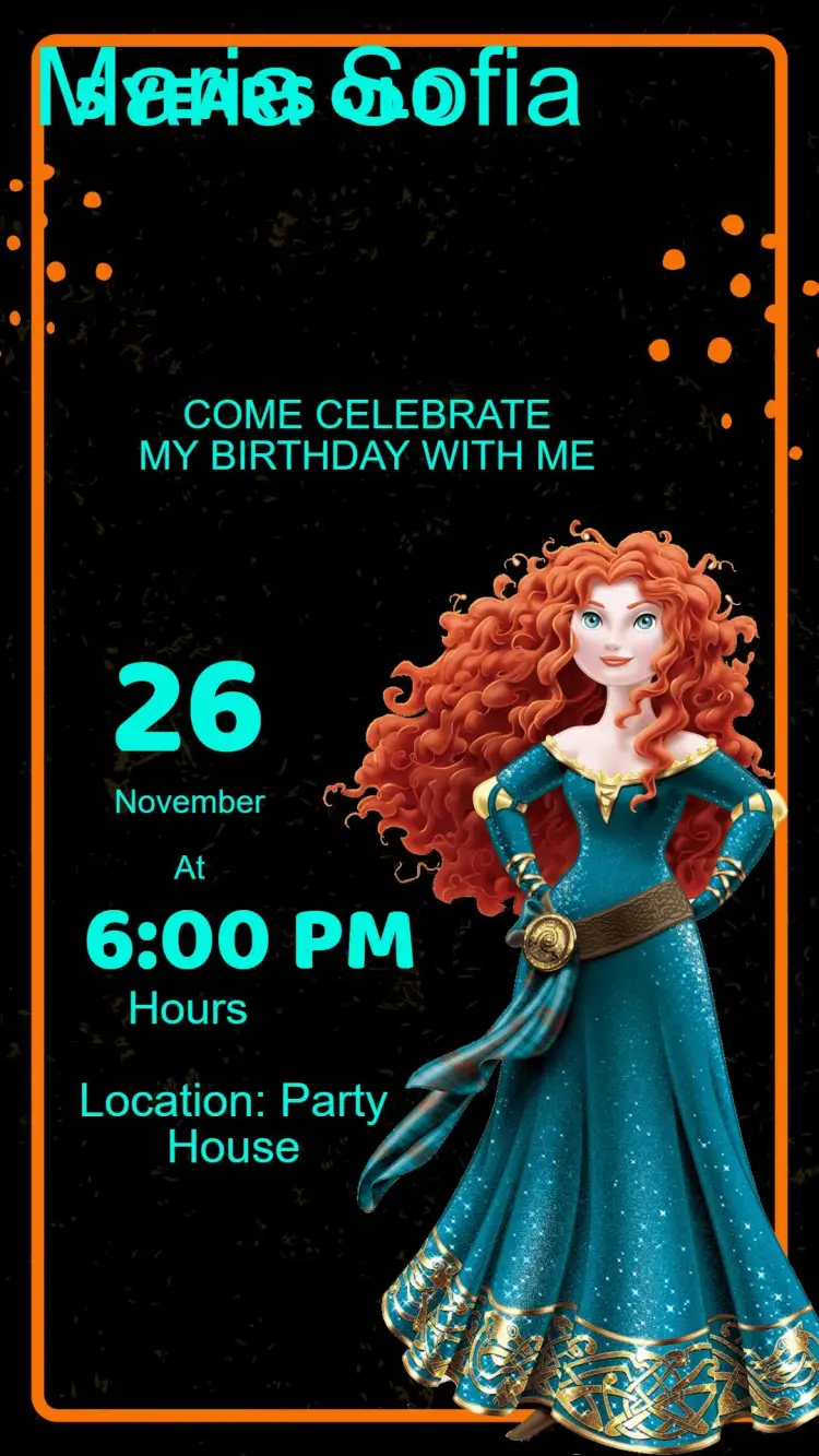 Princess Merida Brave Birthday Invitation
