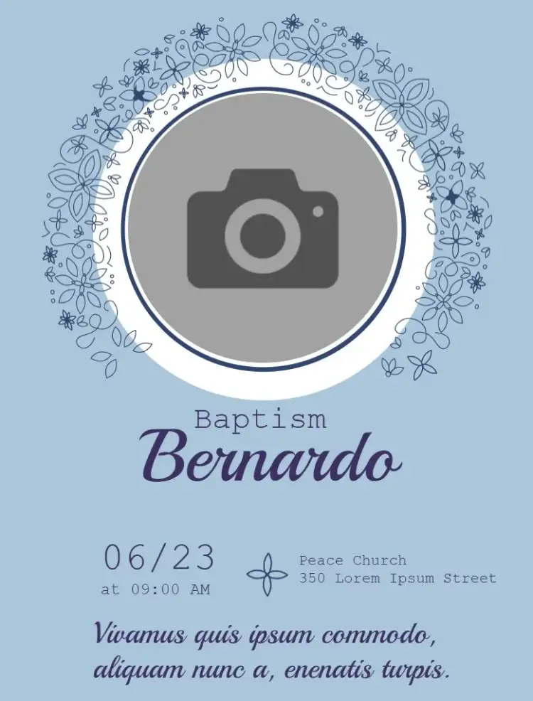 Invitation Blue Floral Baptism Whatsapp – Baptism theme floral, delicate, springtime, blue, modern
