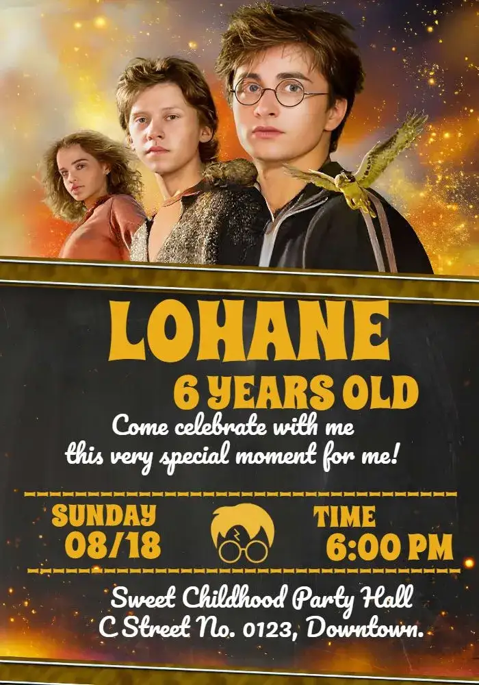 Invitation Harry Potter Chalkboard – Kids' Birthday Party theme chalkboard, magician, fantasy, children's, themed, dark
