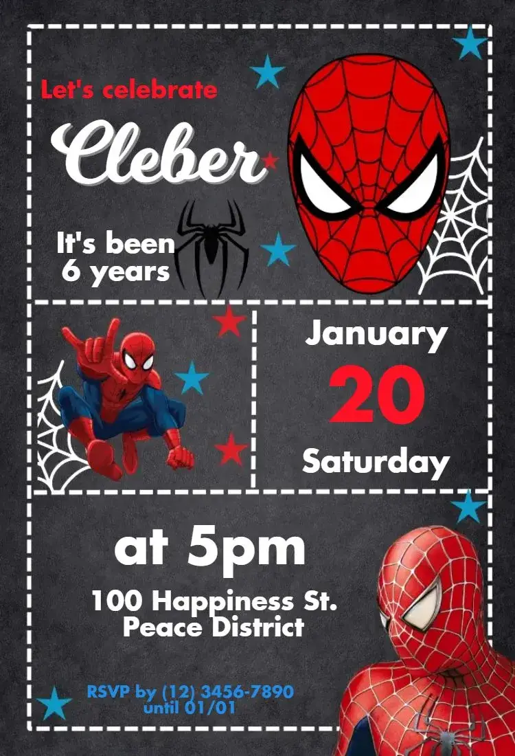 Spiderman Chalkboard invitation