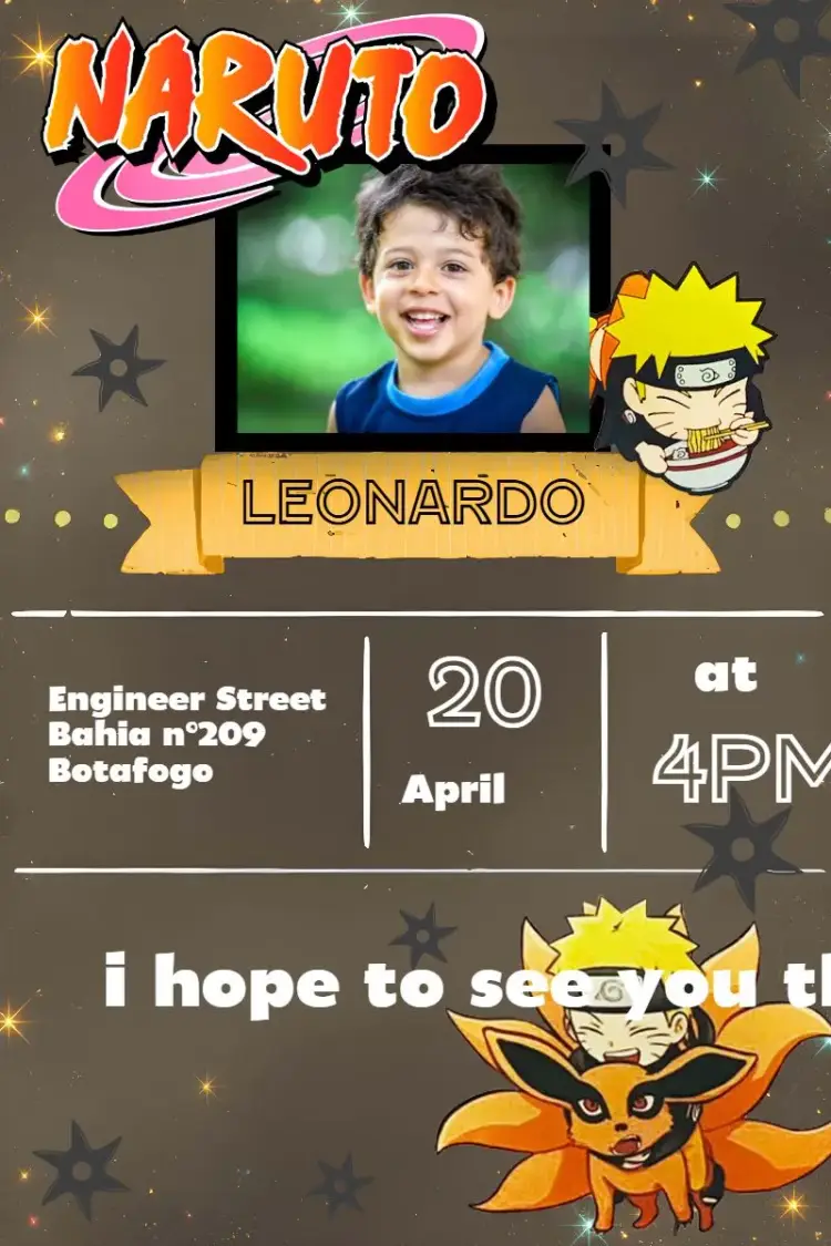 Naruto Chibi With Fox Photo invitation