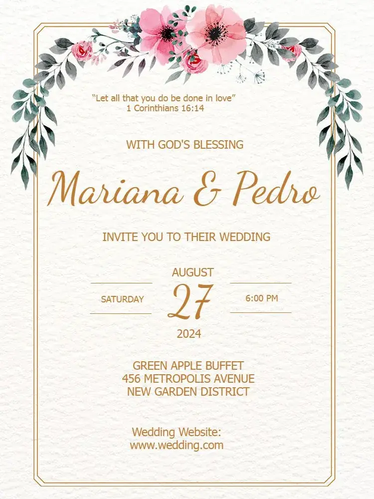 Delicate Floral Wedding invitation