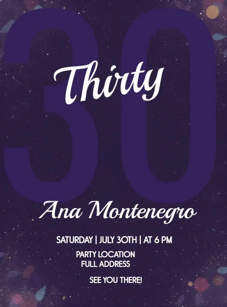 Roxo Thirty Years Thirtied invitation