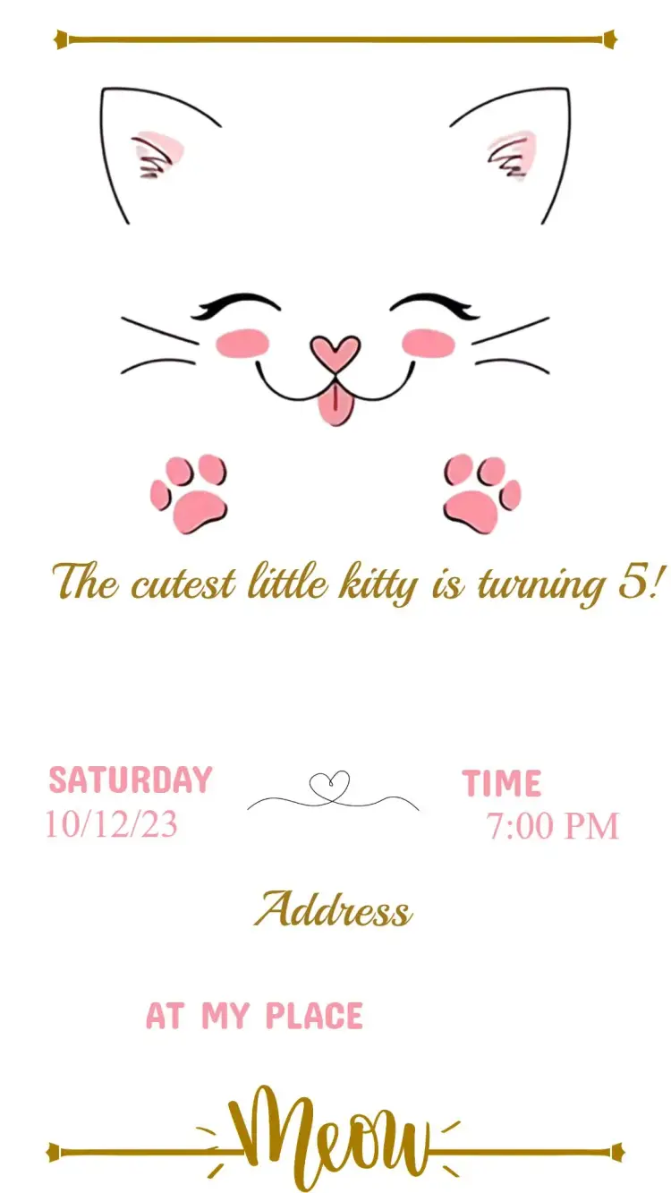 Birthday Invitation Little Cat