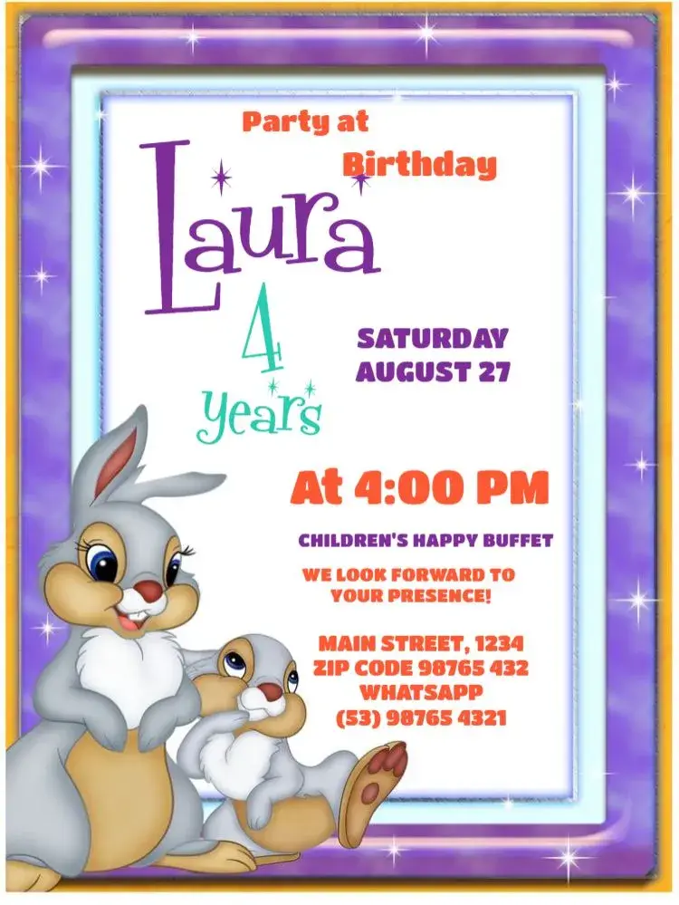 Rabbits To Edit Children invitation