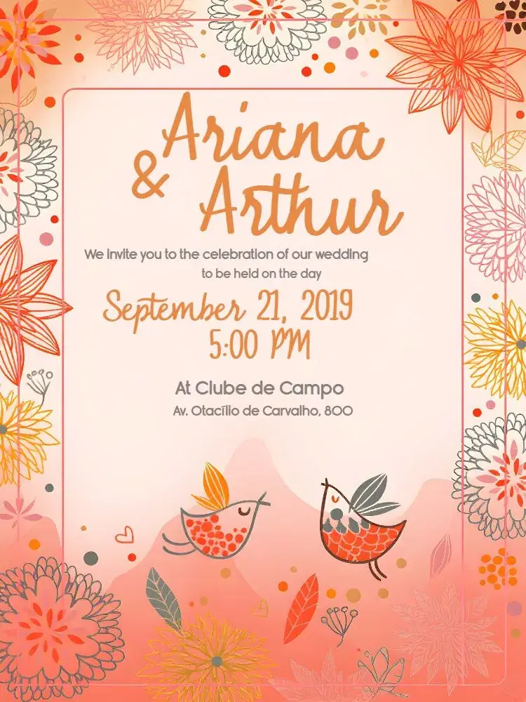 Romantic Garden Flowers Wedding invitation