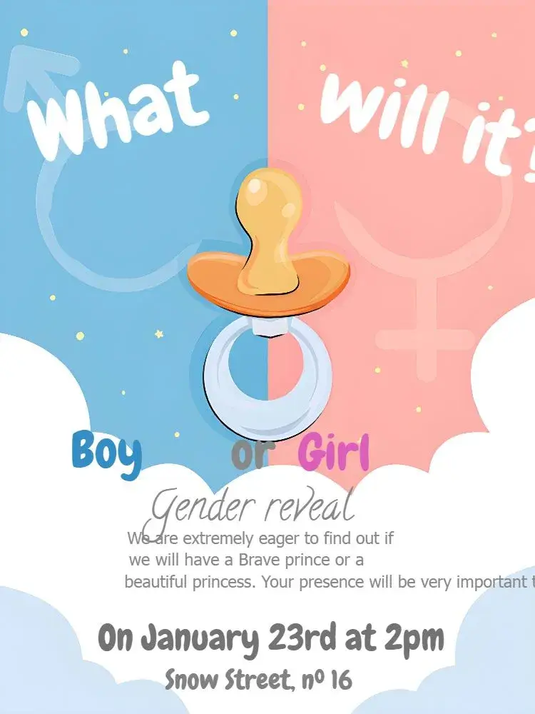 Pink Blue Boy Gender Reveal invitation