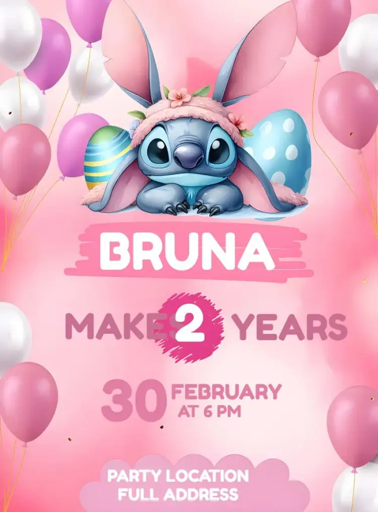 Stitch Easter Lilo invitation