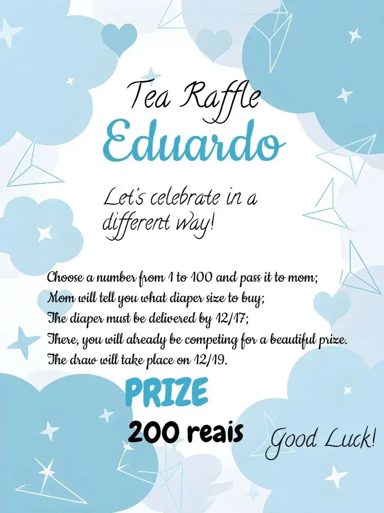Cloud Raffle Tea Party invitation
