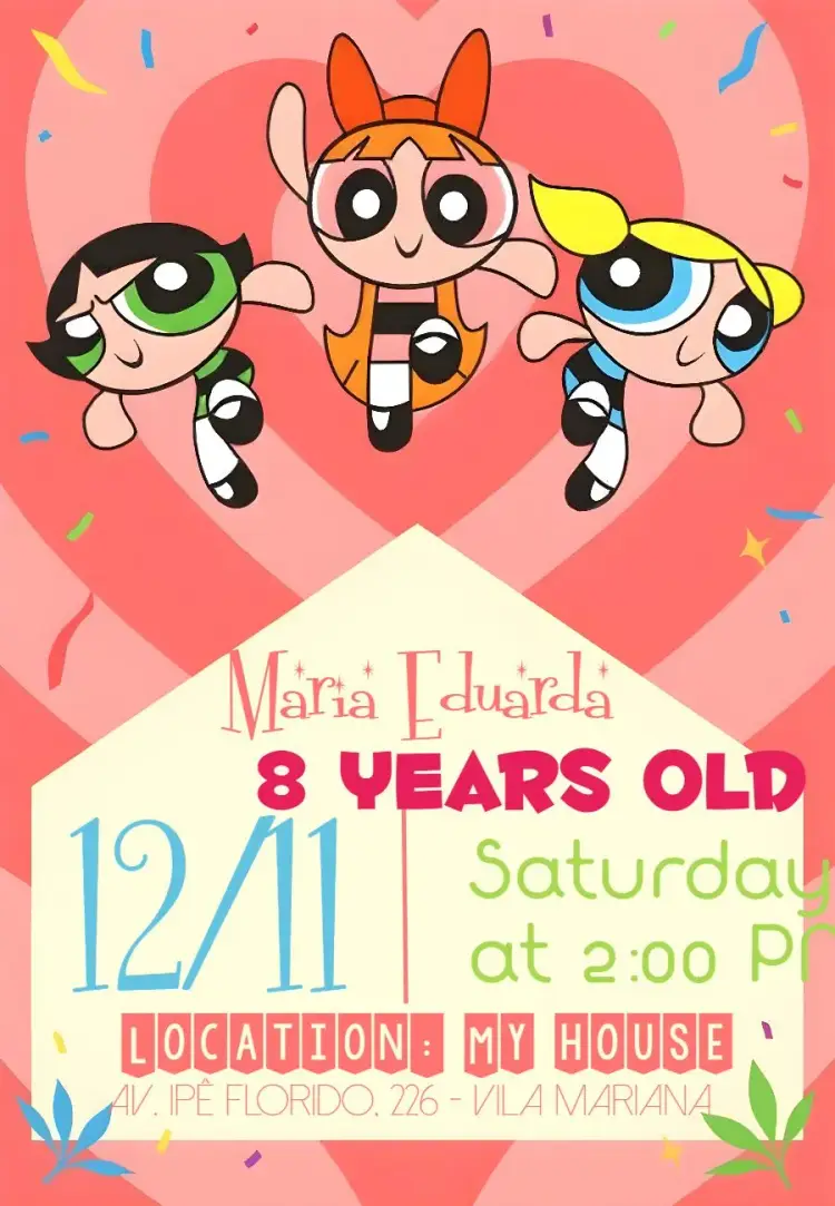 Das Meninas Super Poderosas Lindinha invitation