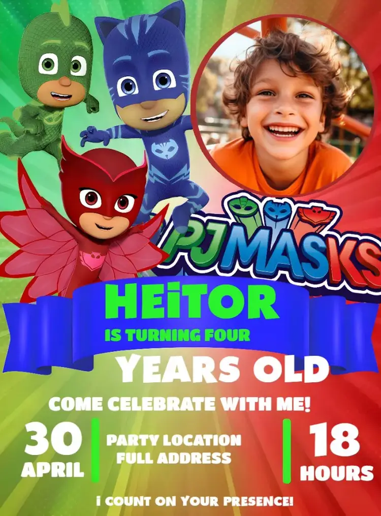 Pj Masks With Amaya Photo invitation