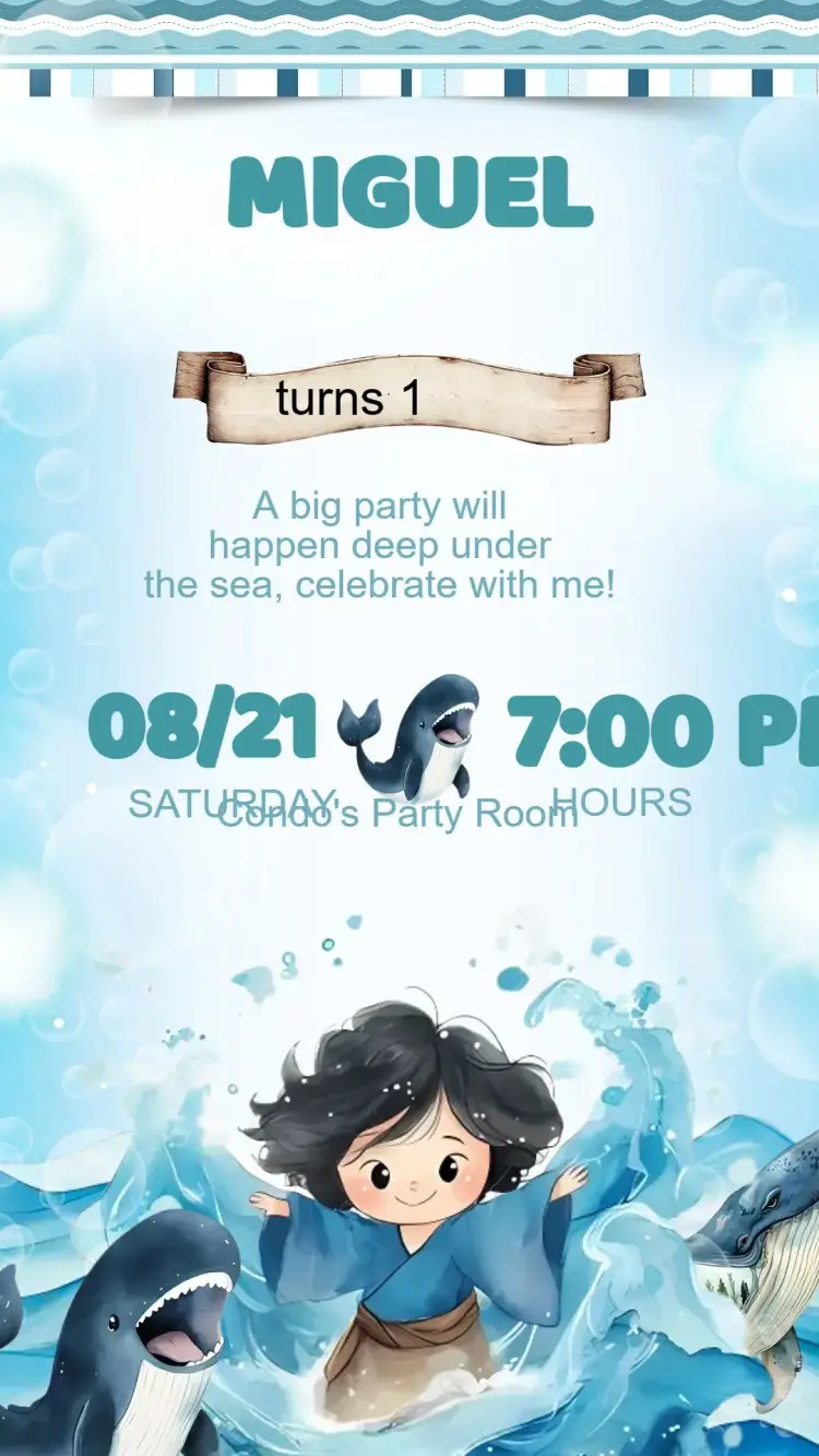 Birthday Invitation Jonas and the Whale
