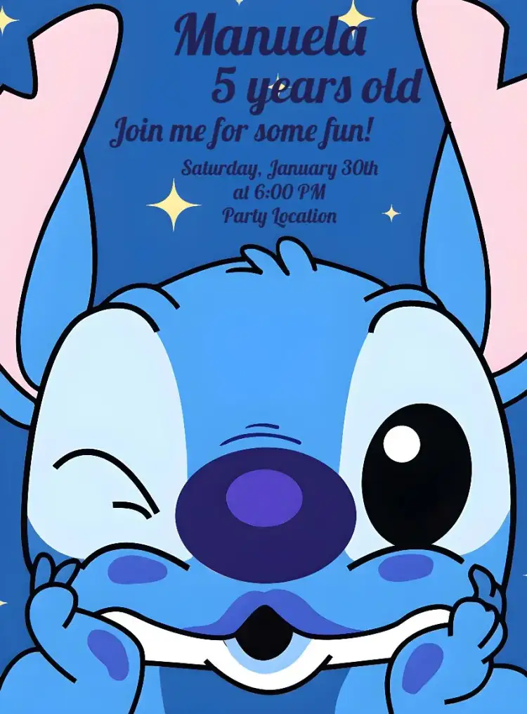 Invitation Stitch Kids – Most searched for theme blue, children's, fun, themed, colorful, lively