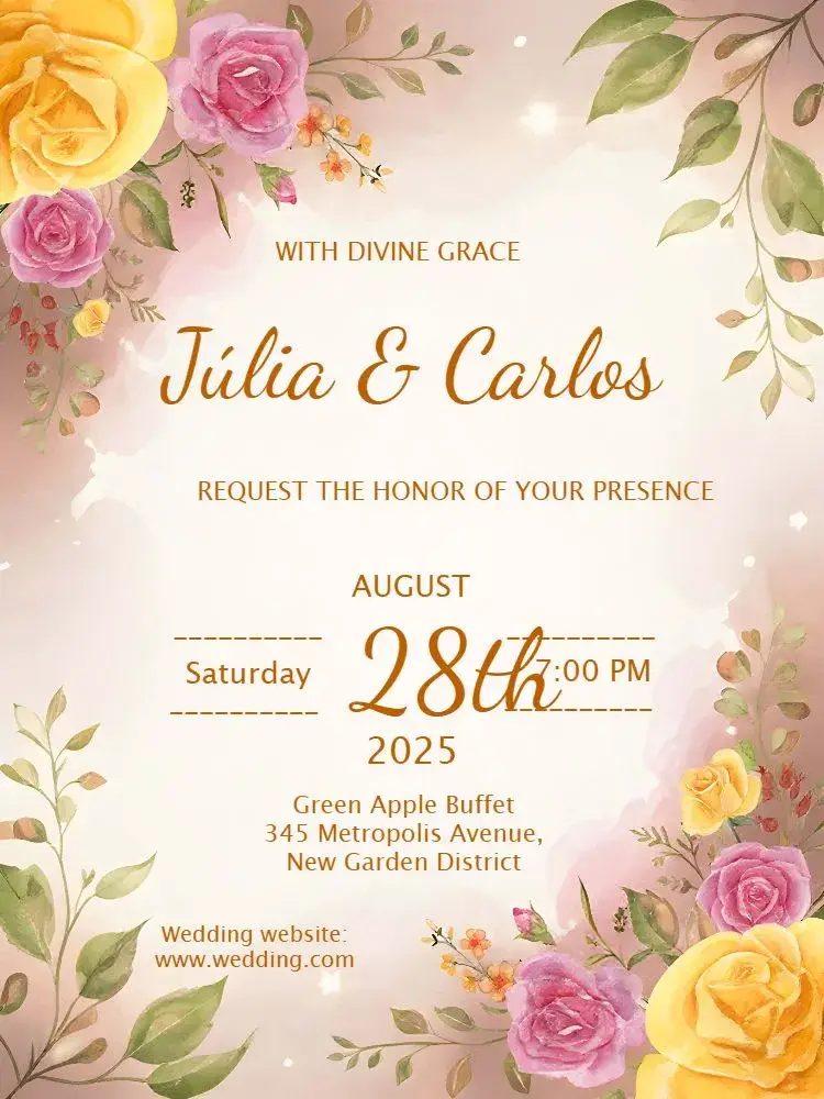 Delicate Floral Wedding invitation