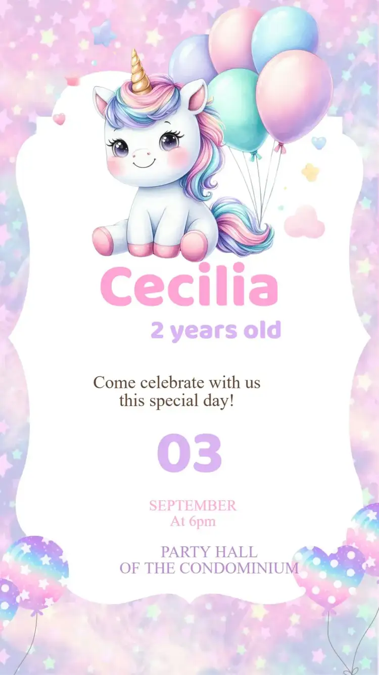 Unicorn Birthday Invitation