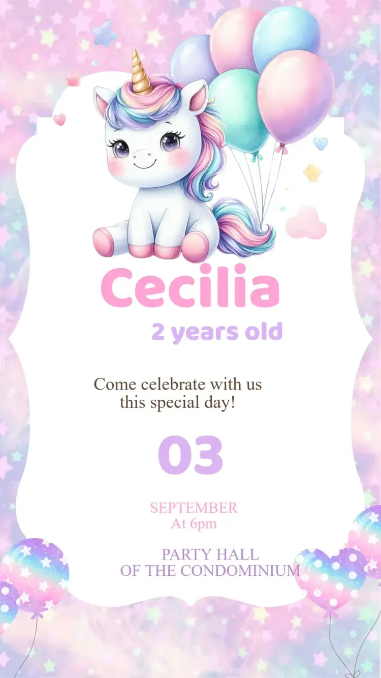 Unicorn Birthday Invitation
