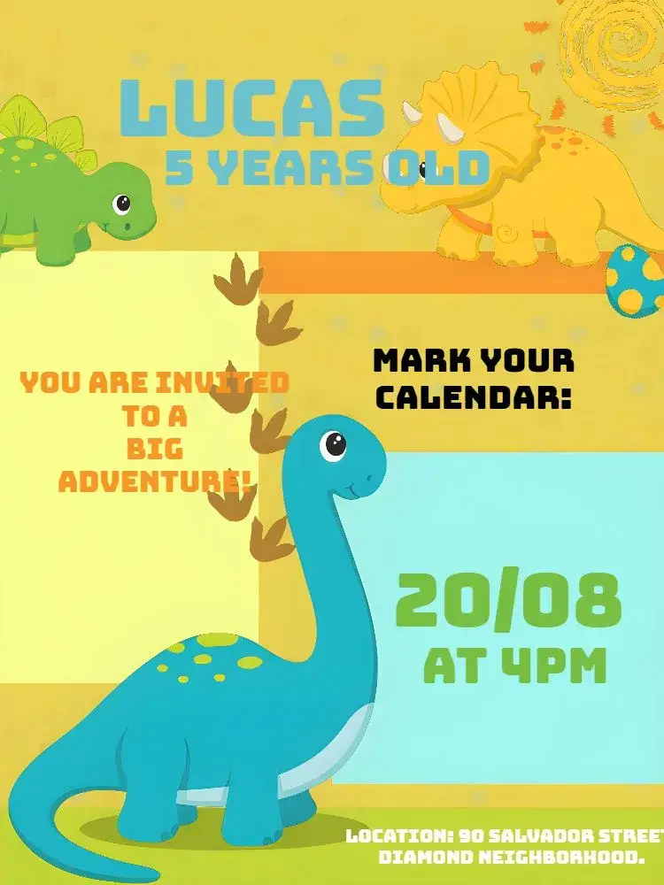 Black Dinosaur invitation