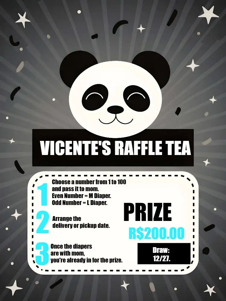 Invitation Panda Teddy Bear Tea Raffle – Raffle Tea theme stripes, animals, minimalist, fun, childish