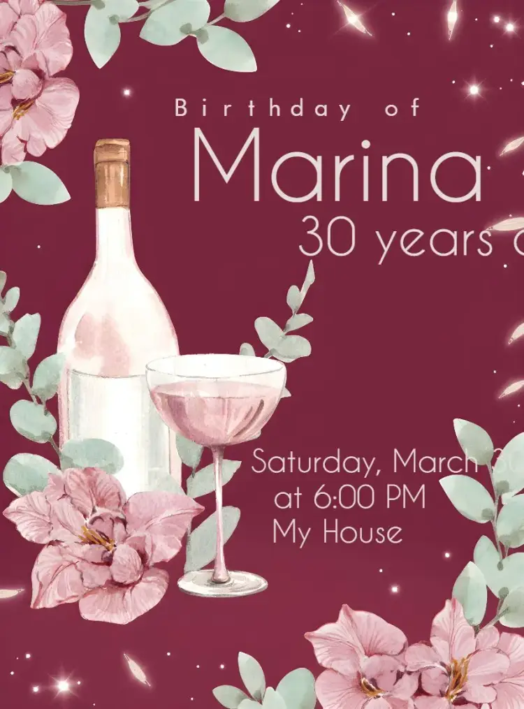 Invite Wine Drinks editable and customizable