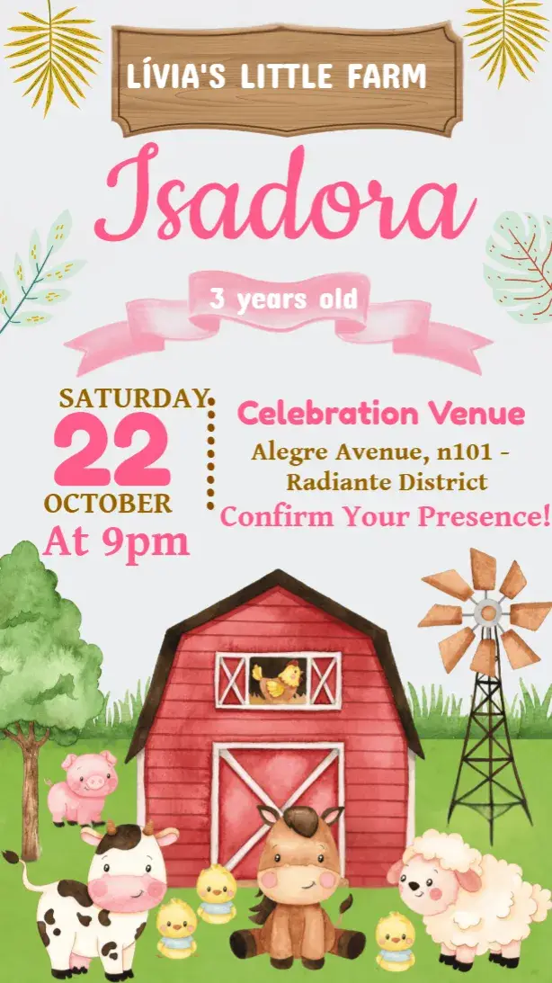 Watercolor Farm Girl Party invitation