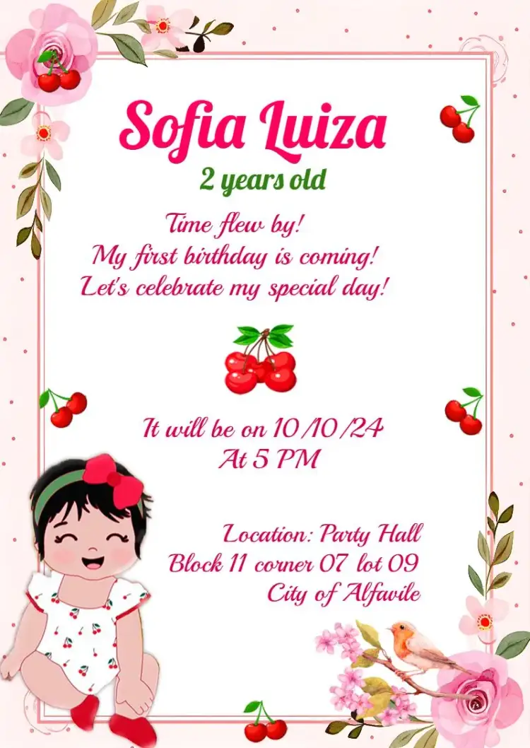 Invitation Cherry Blossom – Most searched for theme floral, childish, colorful, delicate, modern, playful