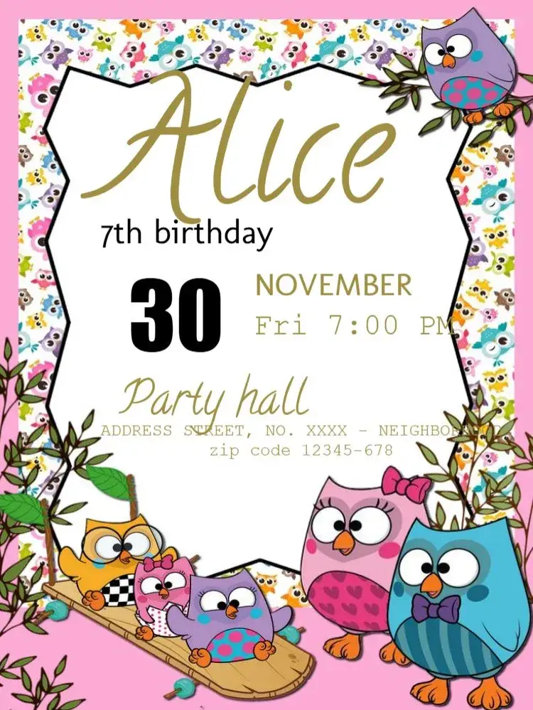 Owl To Edit Celebration invitation