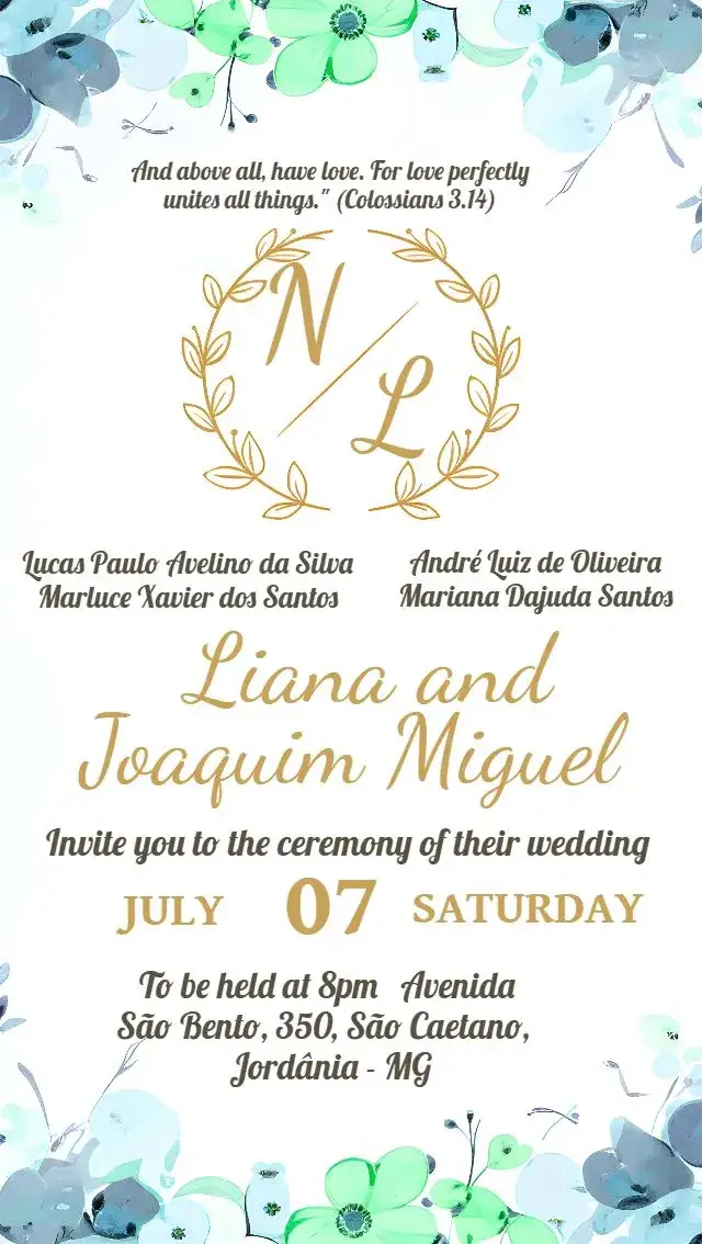Invitation Green Monogram Wedding – Wedding theme floral, green, watercolor, romantic, natural, elegant