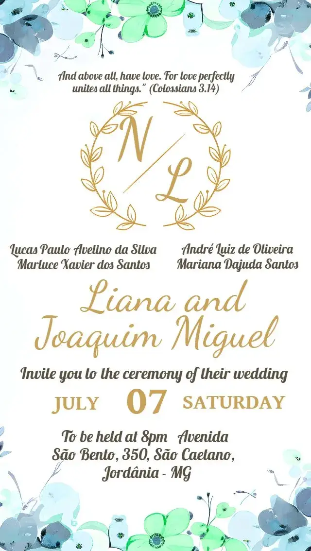 Green Monogram Wedding invitation