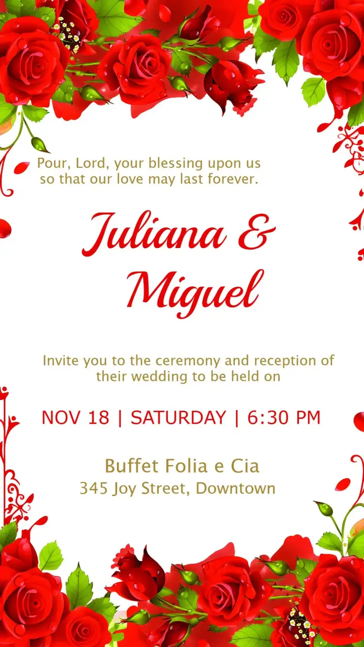 Invitation Floral Flowers Wedding – Wedding theme floral, romantic, red, modern, elegant, vibrant