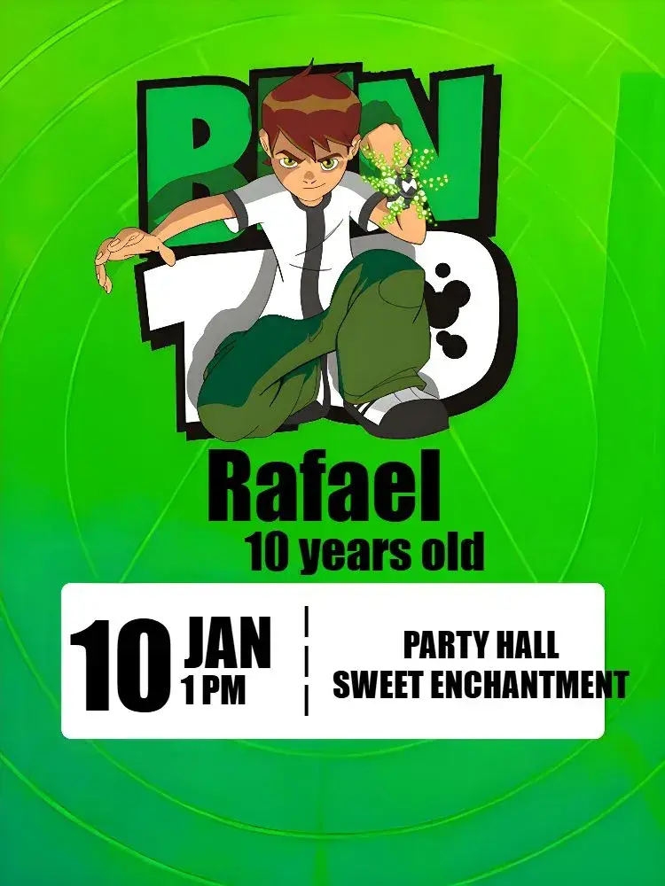 Ben 10 Black invitation