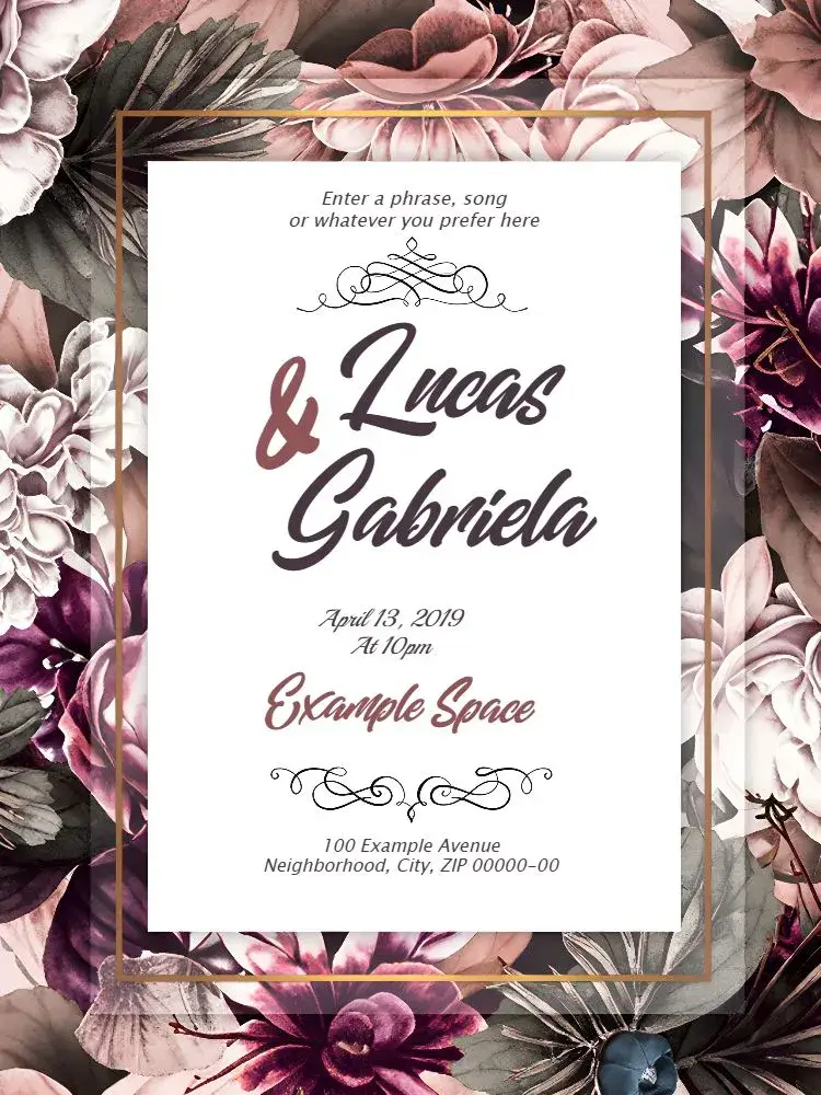 Brown Floral Wedding invitation