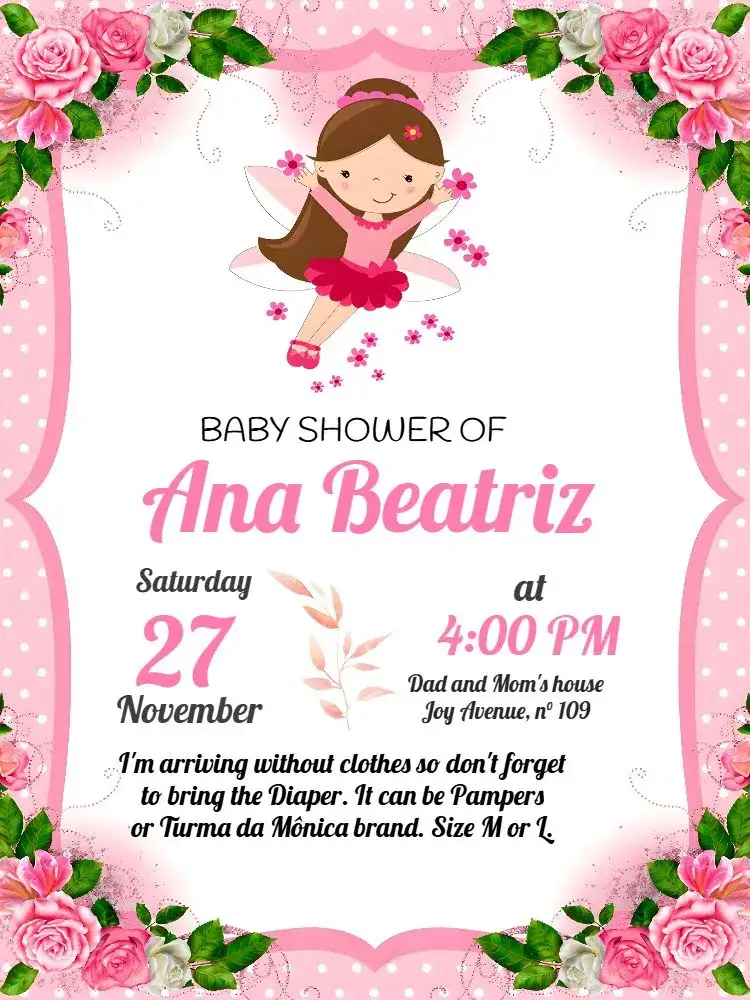 Invitation White Fairy Diaper Tea Party – Diaper Shower theme floral, watercolor, pastel, magical, delicate, childlike