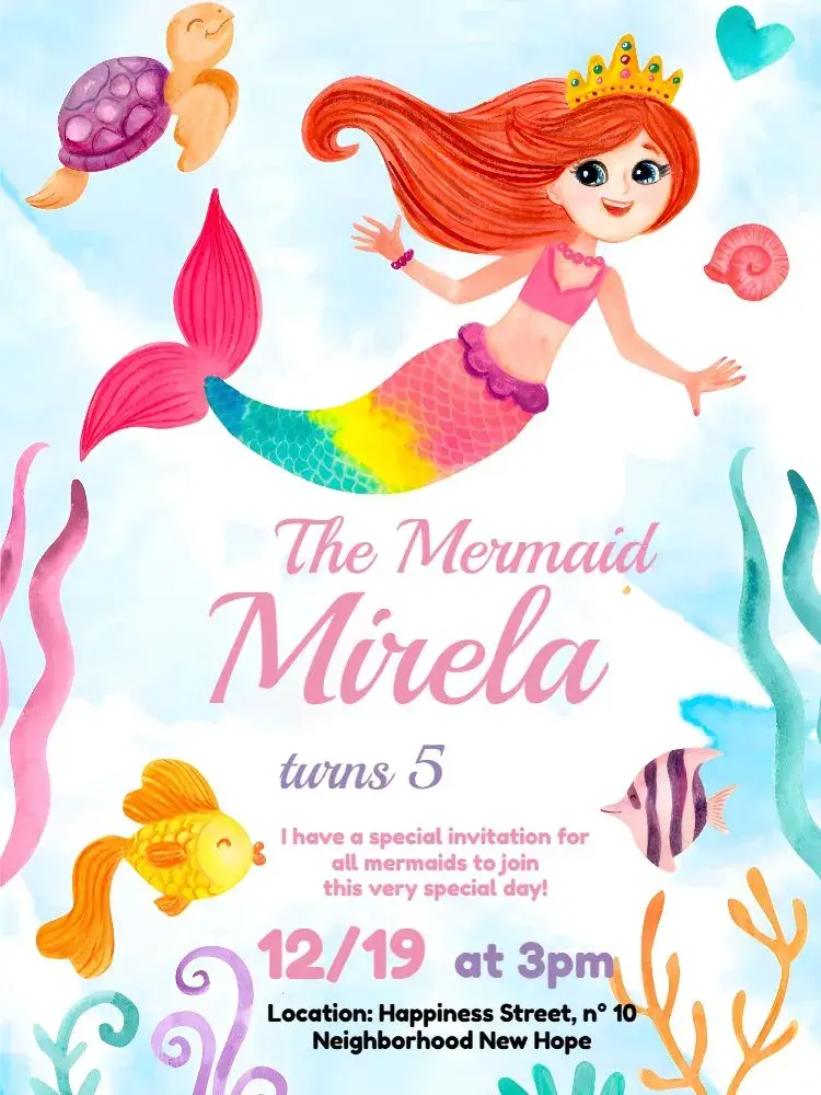 Mermaid Theme invitation