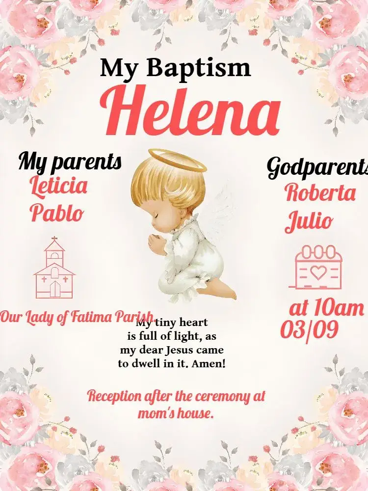 Pink Baptism invitation