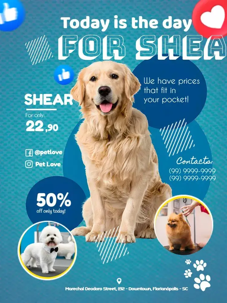Invitation Flyer For Dog Pet Shop – Most searched for theme modern, playful, colorful, fun, animals, youthful