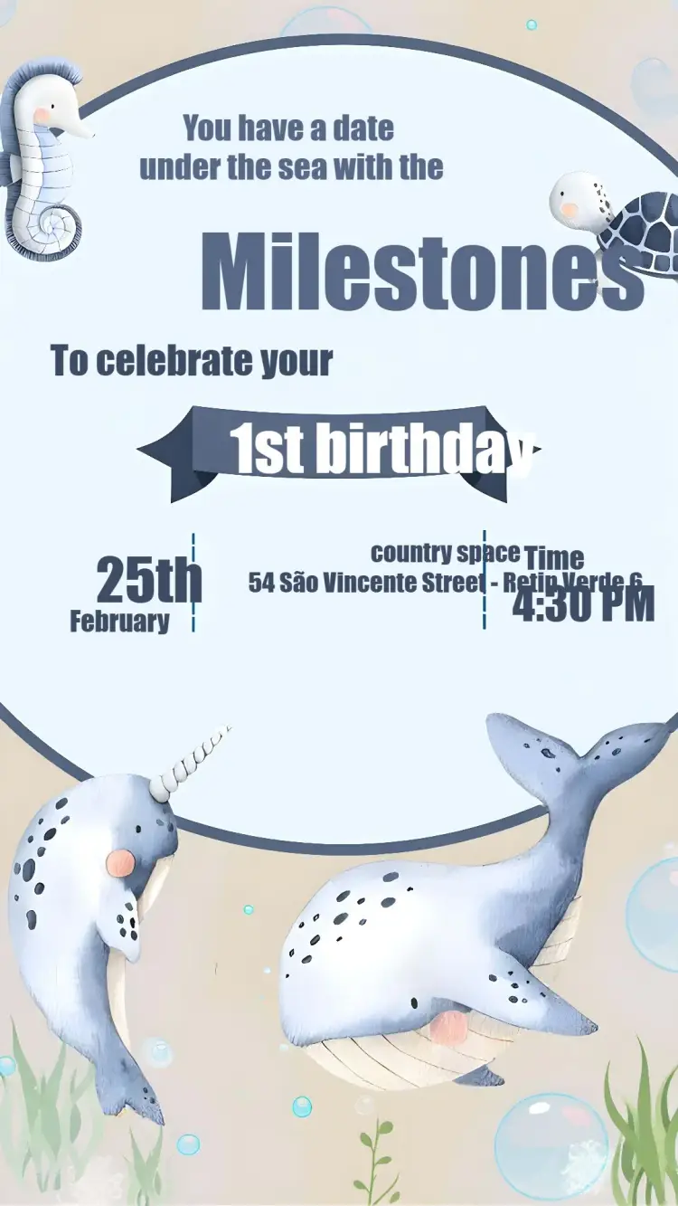 Under the Sea Seahorse invitation