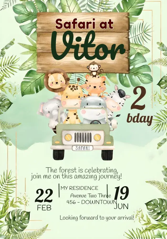 Safari Leaf invitation