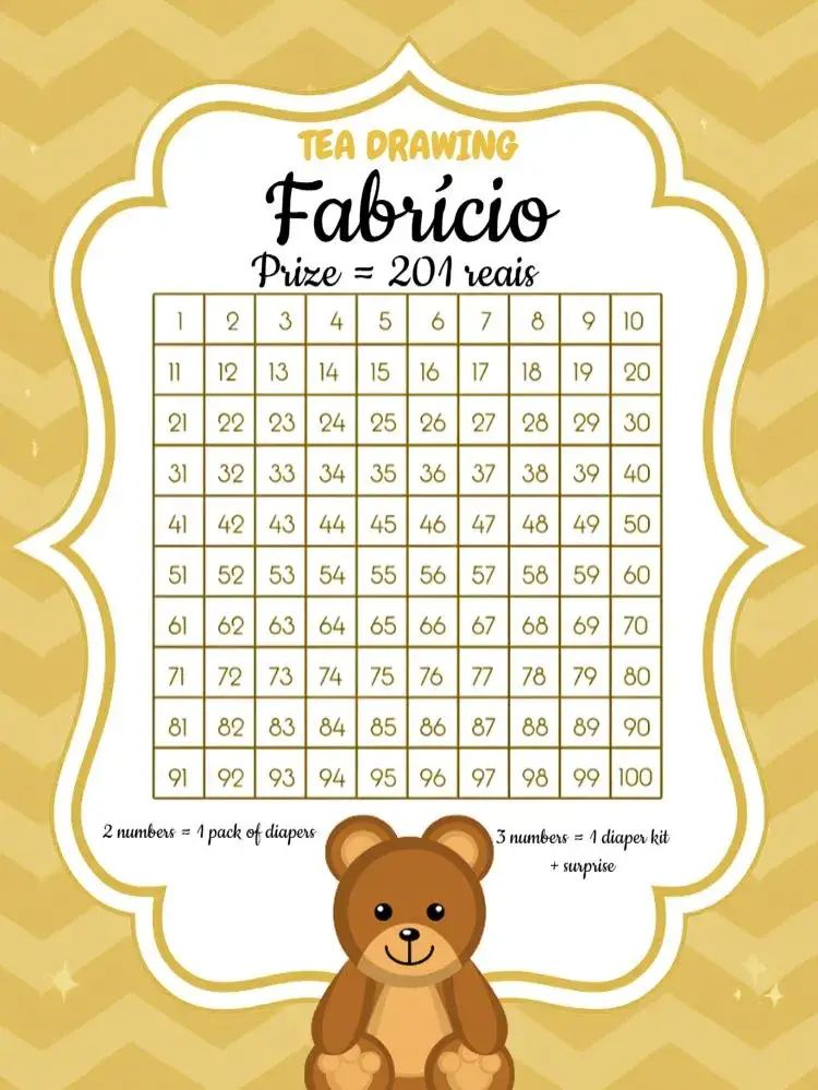 Tea Raffle Little Bear Idea invitation