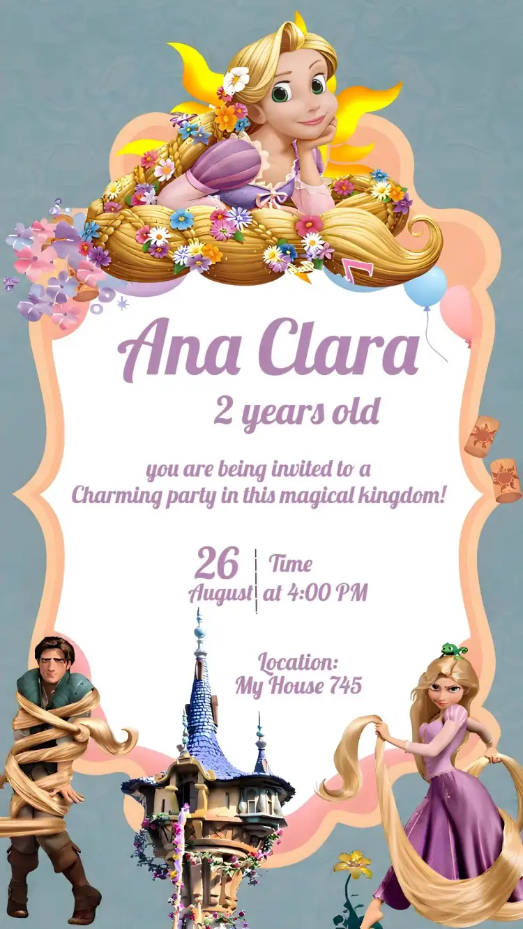Invitation Tangled Lilac – Kids' Birthday Party theme lilac, white, feminine, themed, magical, childlike