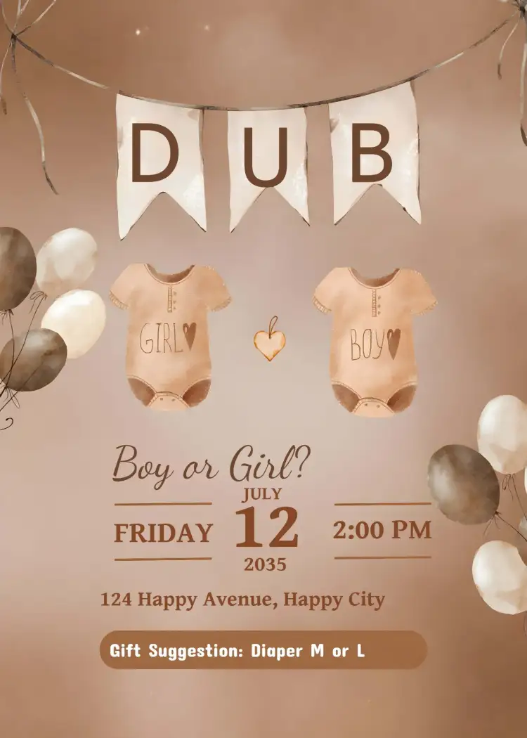 Invitation Bear Gender Reveal Tea – Gender Reveal theme watercolor, cute, pastel, children's, teddy bears, delicate