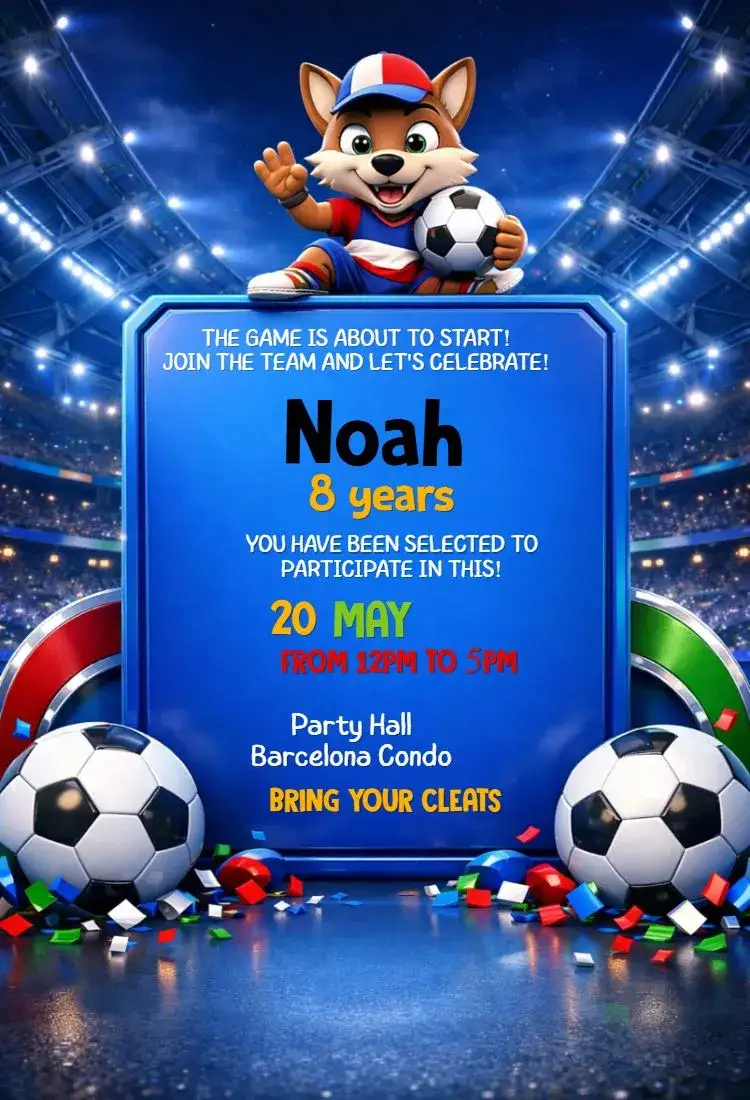 Invitation Soccer World Cup – Birthday theme soccer, contemporary, colorful, themed, sporty