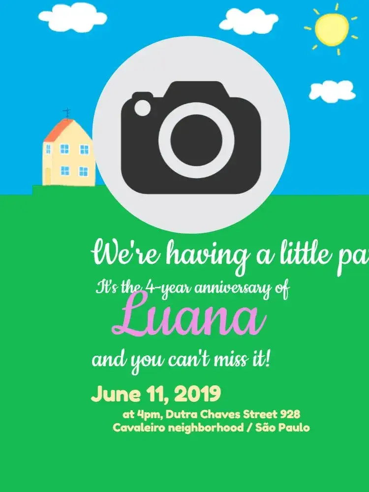 Invitation Blue Sky Whatsapp – Kids' Birthday Party theme light blue, childish illustrations, modern style, sky elements, fun design, nature