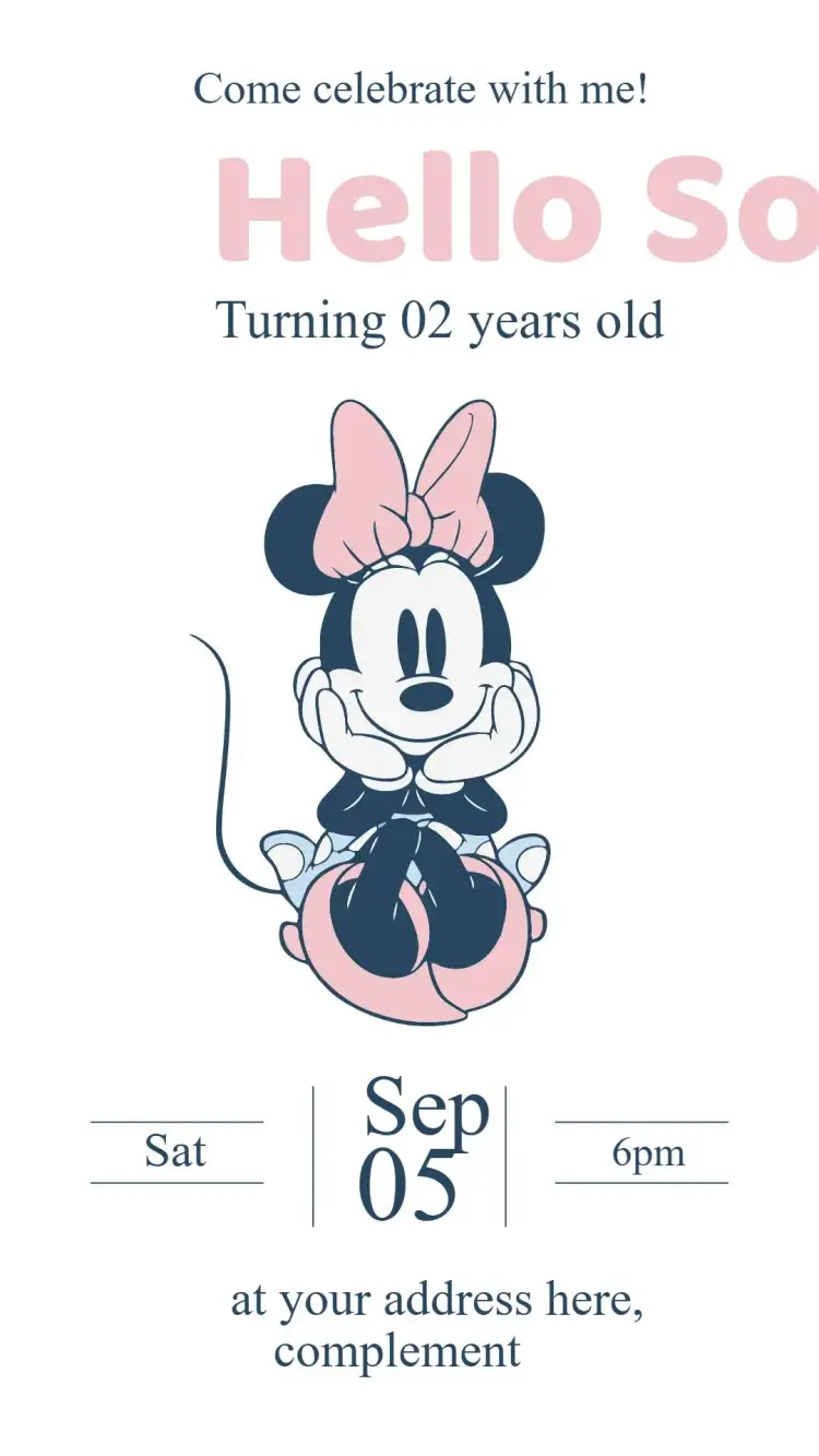Invitation Minnie Mouse – Kids' Birthday Party theme pink, vintage, Disney, classic, fun