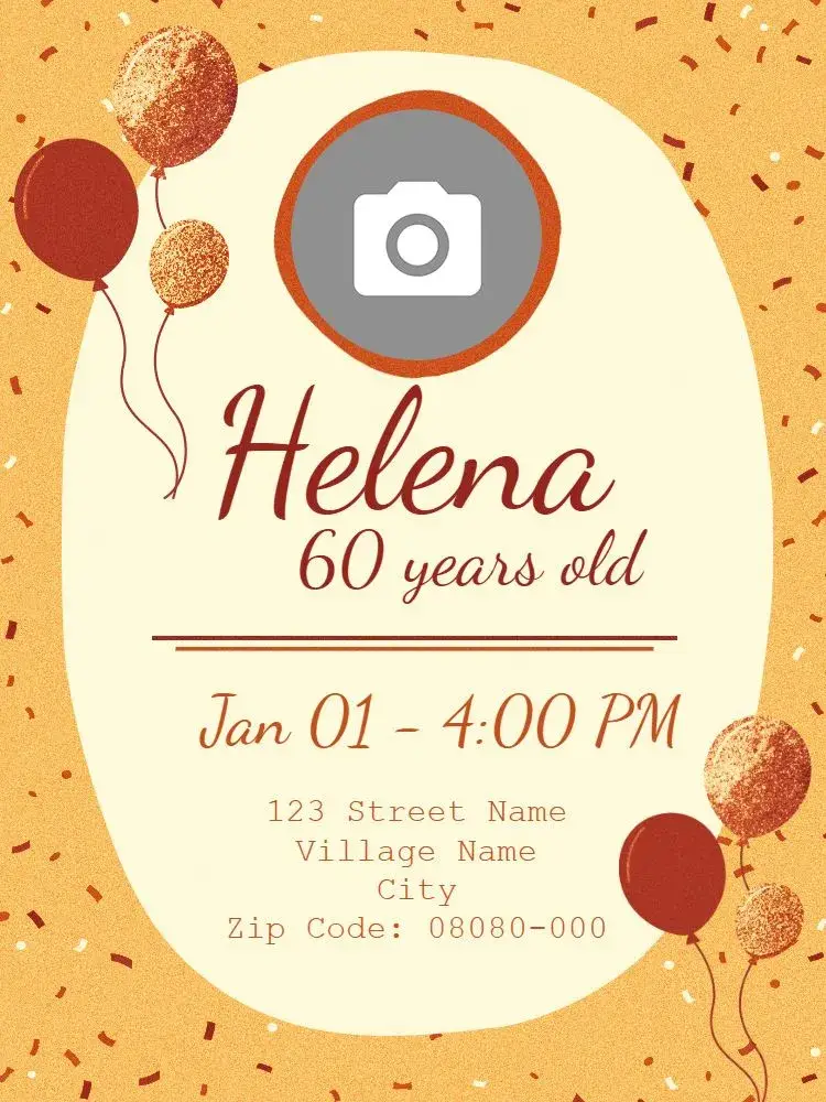 Virtual 60 Years - Glitter Balloons invitation