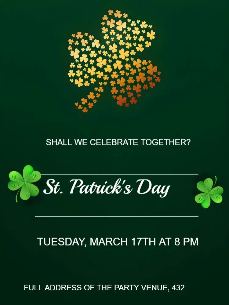 Invitation St. Patrick's Day Friends – Commemorative Dates theme green, festive, Irish, cheerful, colorful, modern